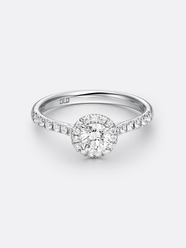 HALO ROUND RING - White Gold
