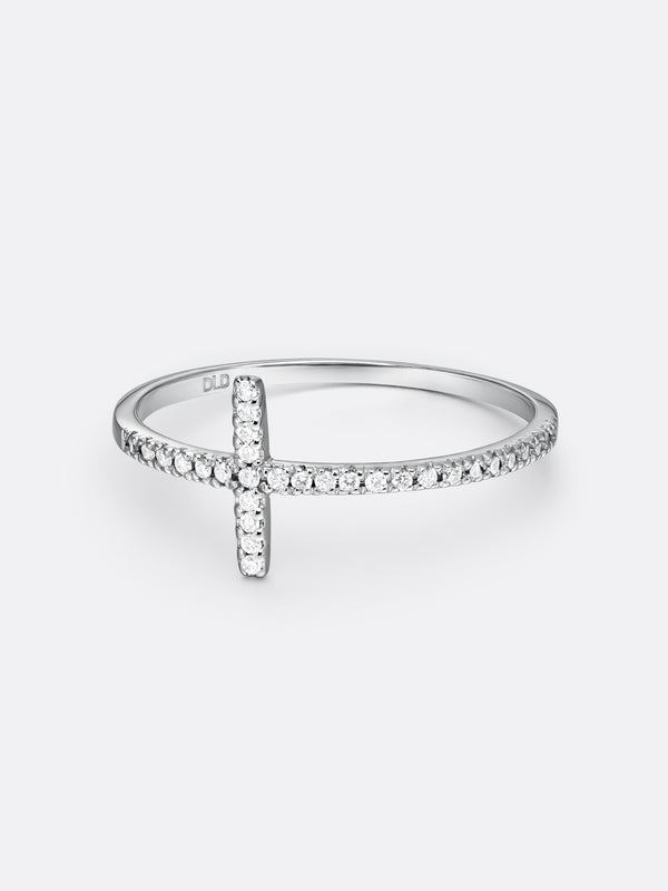 TIMELESS CROSS RING - White Gold