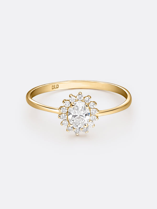 HALO MINI OVAL RING - Yellow Gold
