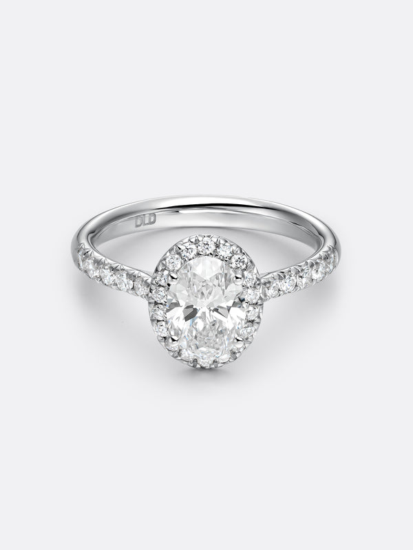 HALO OVAL RING - White Gold