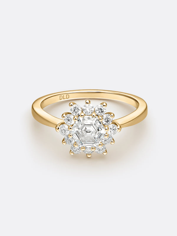 RARE HEXAGON RING - Yellow Gold