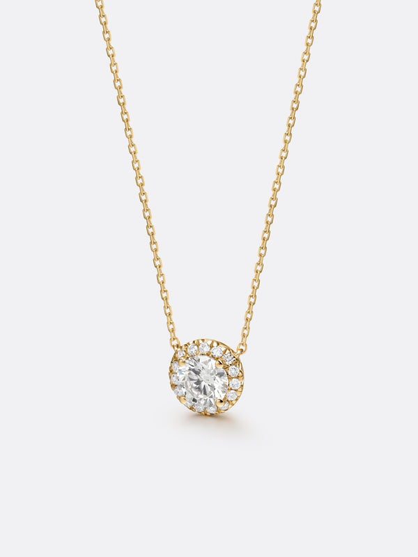 HALO ROUND NECKLACE - Yellow Gold