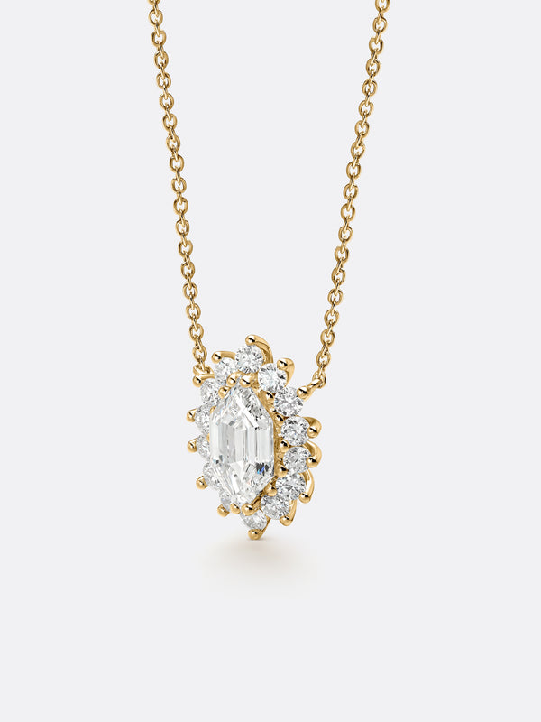 RARE LONG HEXAGONAL NECKLACE - Yellow Gold