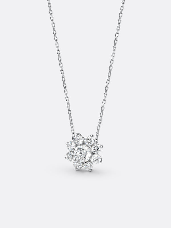 SILHOUETTE FLEUR NECKLACE - White Gold
