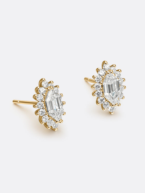 RARE LONG HEXAGONAL EARRINGS - Yellow Gold