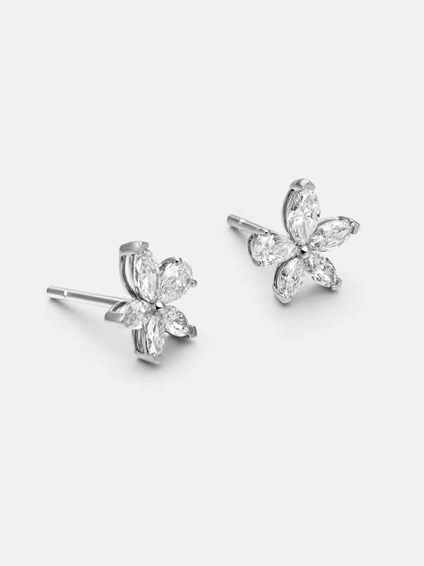 SILHOUETTE LILY EARRINGS - White Gold