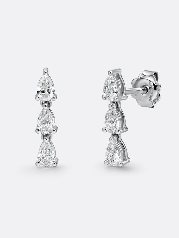 SILHOUETTE RAIN EARRINGS - White Gold