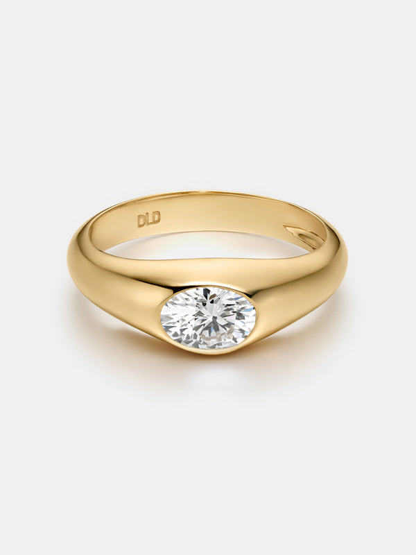 OVAL SIGNET RING - White Gold