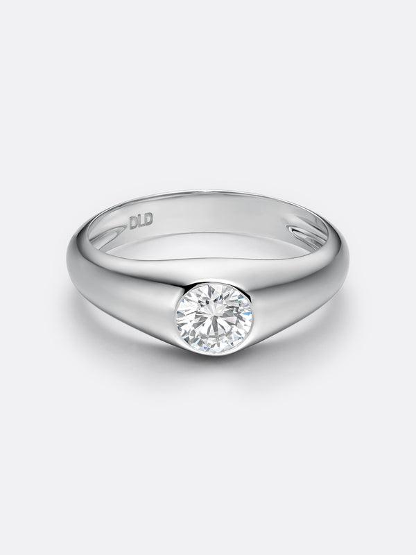 ROUND SIGNET RING - White Gold