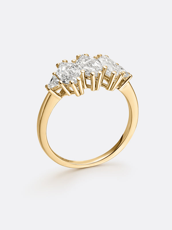 RARE THREE-ROW MODIFIED HEXAGONAL RING - Yellow Gold Vista 2