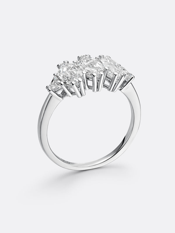 RARE THREE-ROW MODIFIED HEXAGONAL RING - White Gold Vista 2