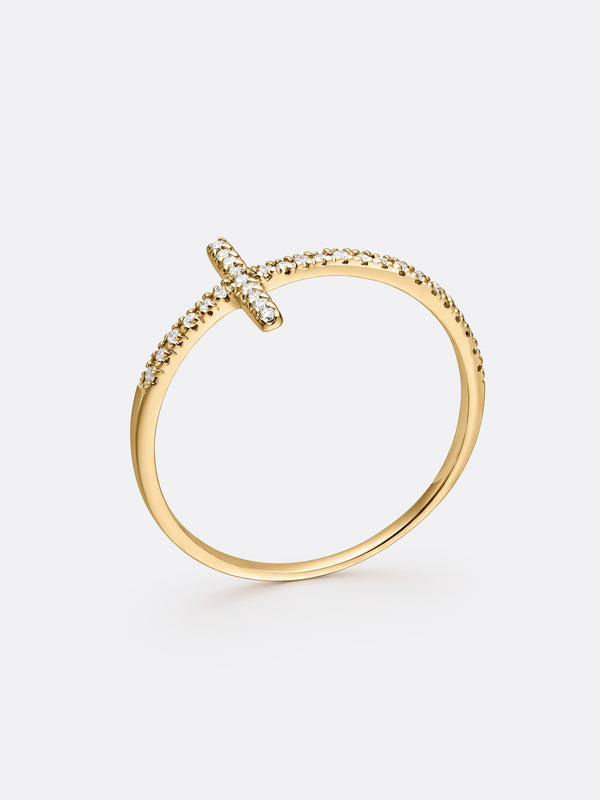 TIMELESS CROSS RING - Yellow Gold Vista 2