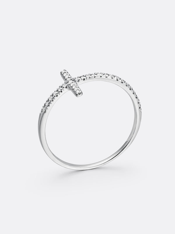 TIMELESS CROSS RING - White Gold Vista 2