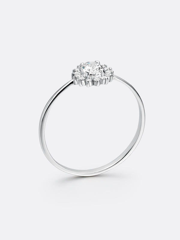 HALO MINI OVAL RING - White Gold Vista 2
