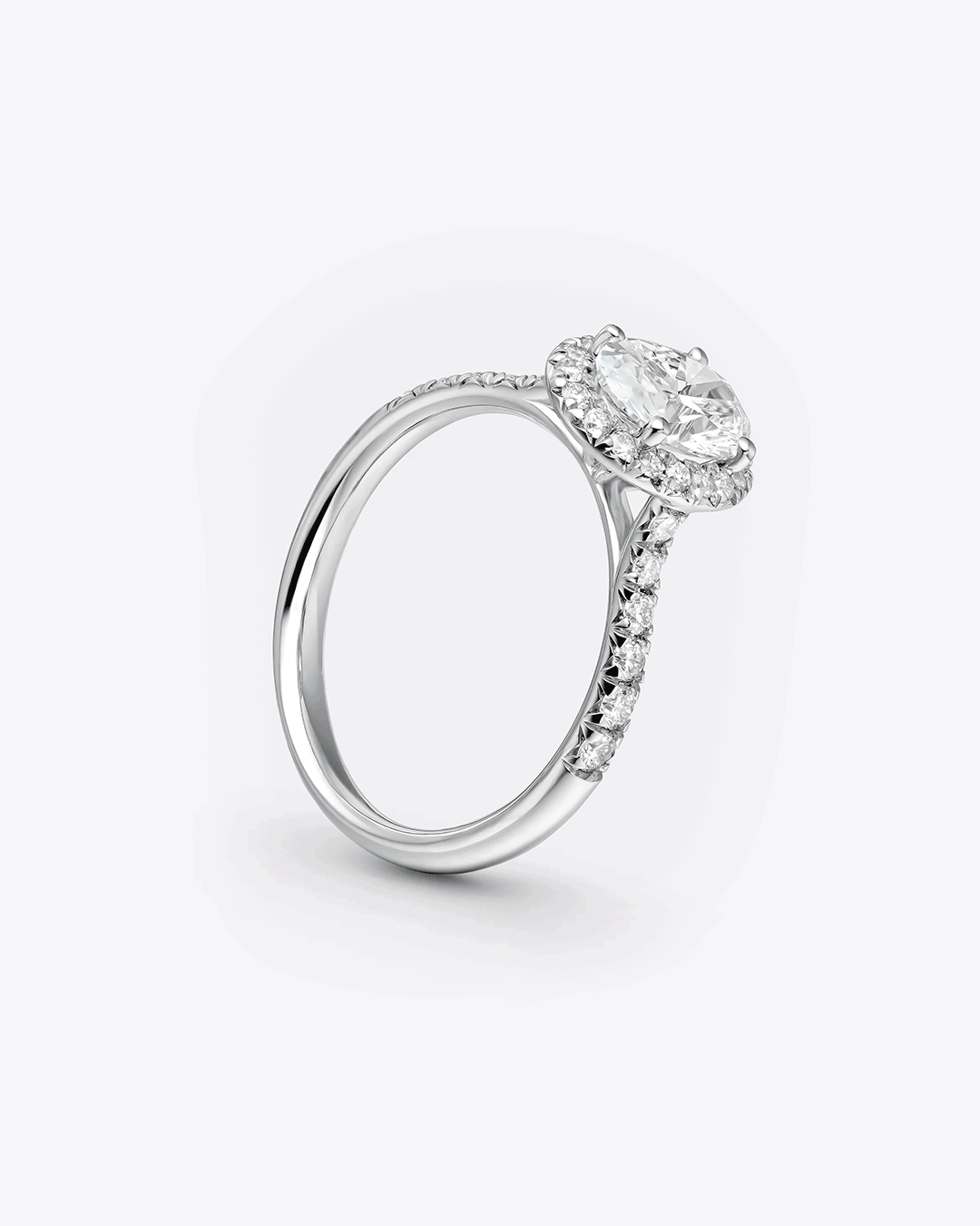 ANILLO OVALADO HALO - Oro Blanco