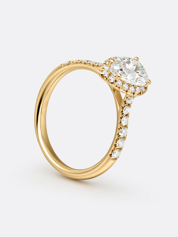 HALO PEAR RING - Yellow Gold Vista 2