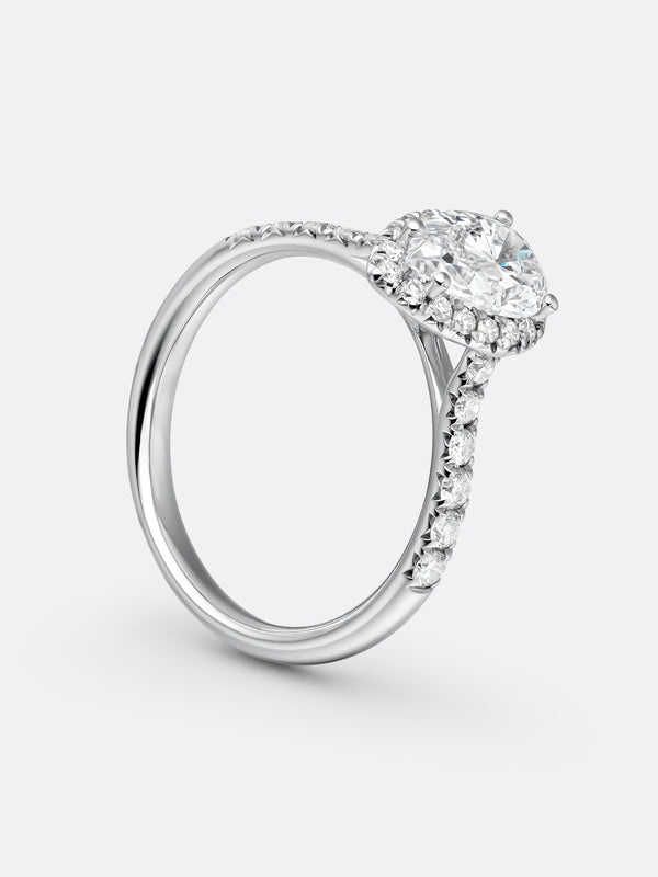 HALO PEAR RING - White Gold Vista 2
