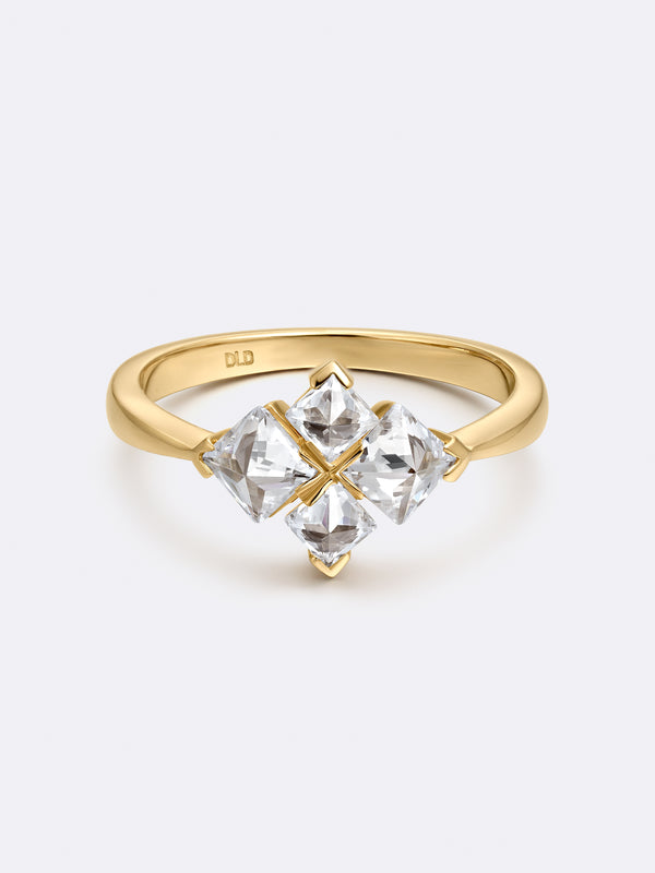 TURN CROSS RING YELLOW GOLD