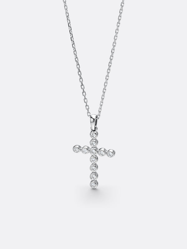 TIMELESS MINI CROSS PENDANT - White Gold