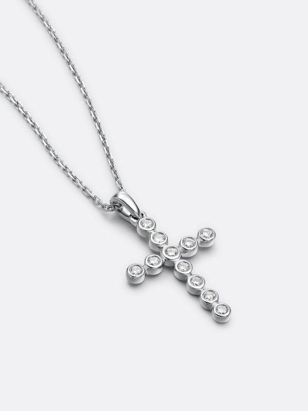 TIMELESS MINI CROSS PENDANT - White Gold Vista 2