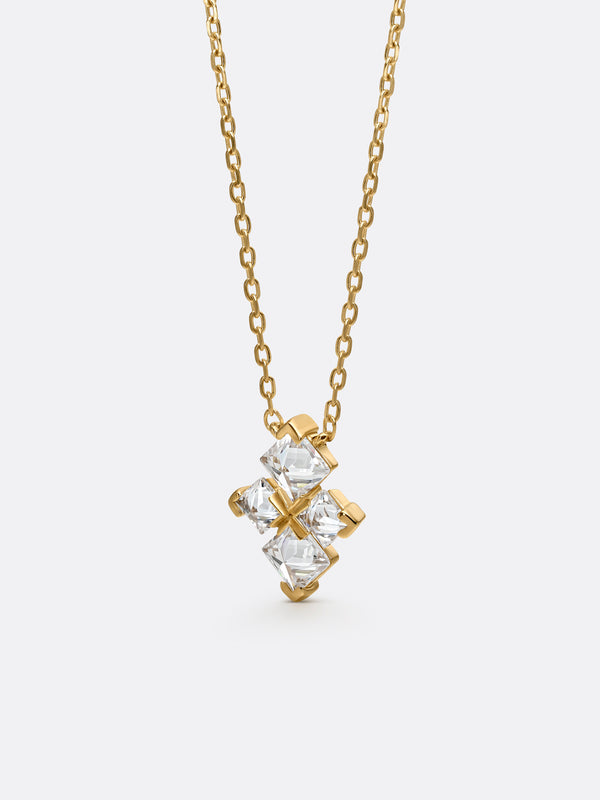 TURN CROSS NECKLACE YELLOW GOLD - Vista 2
