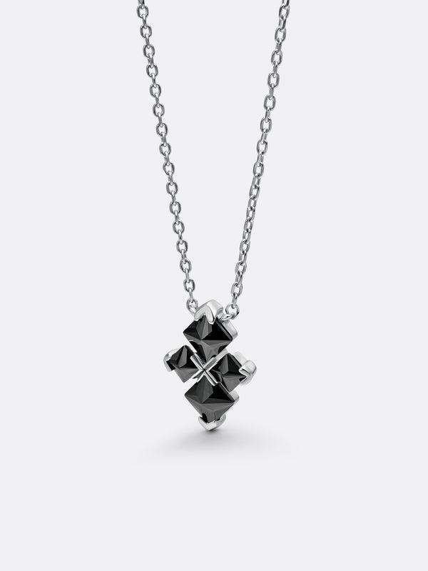 TURN CROSS NECKLACE WHITE GOLD