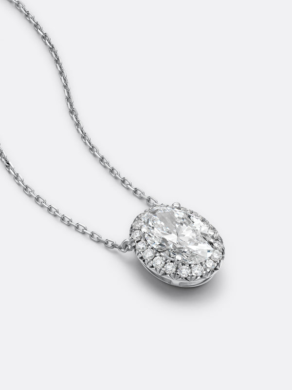 HALO OVAL NECKLACE - White Gold Vista 2