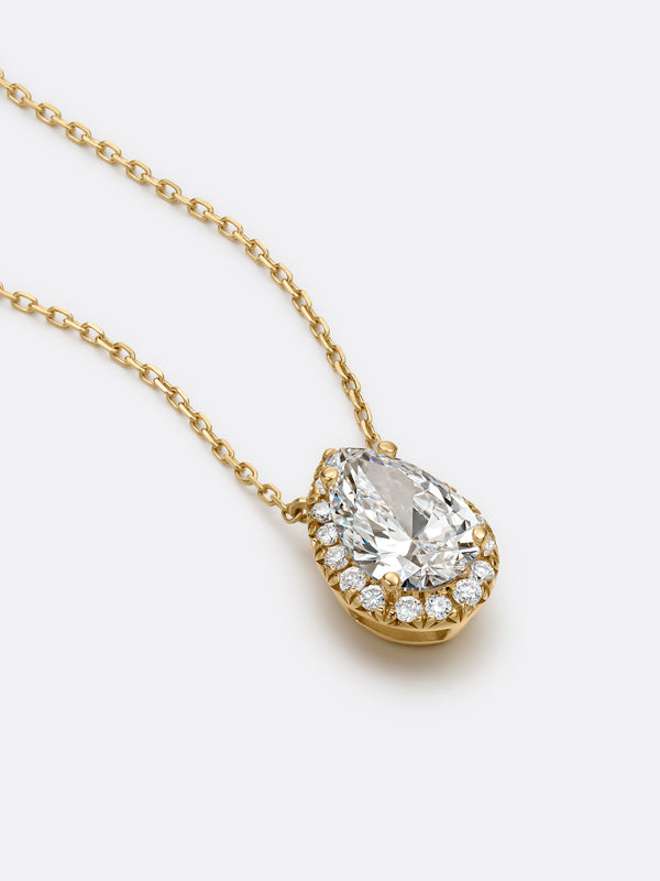 HALO PEAR NECKLACE - Yellow Gold Vista 2