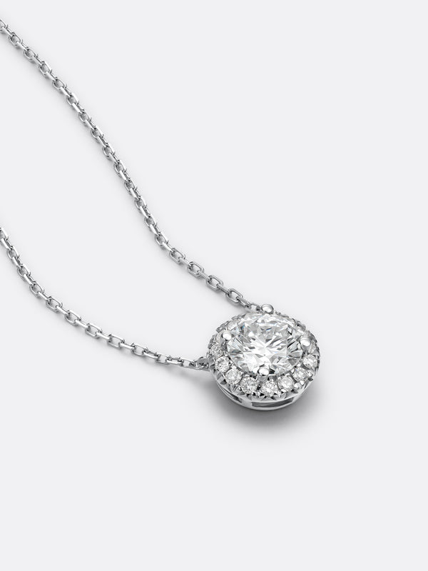 HALO ROUND NECKLACE - White Gold Vista 2