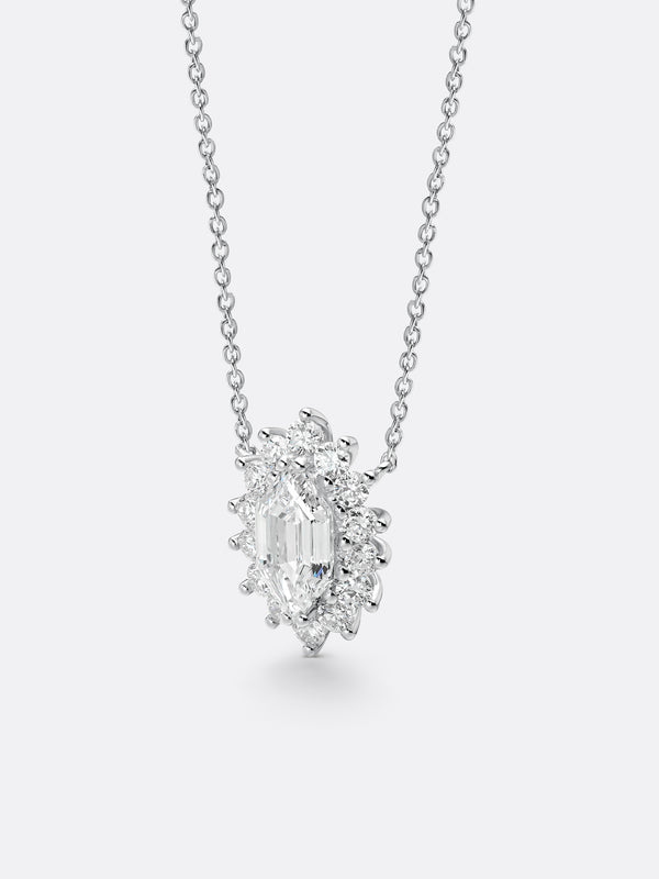 RARE MODIFIED HEXAGONAL NECKLACE - White Gold