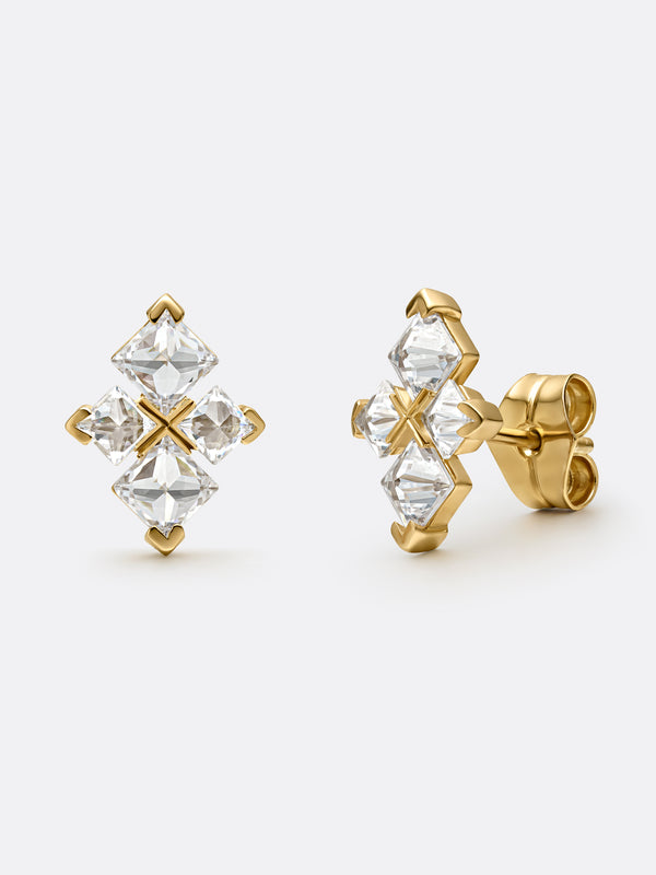 TURN CROSS EARRINGS YELLOW GOLD - Vista 2