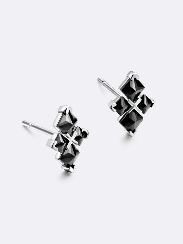 TURN CROSS EARRINGS WHITE GOLD