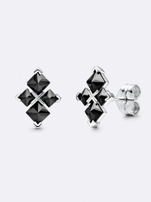 TURN CROSS EARRINGS WHITE GOLD - Vista 2