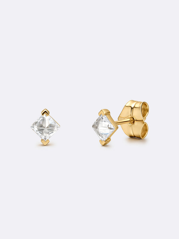 TURN MINI SOLITAIRE EARRINGS YELLOW GOLD