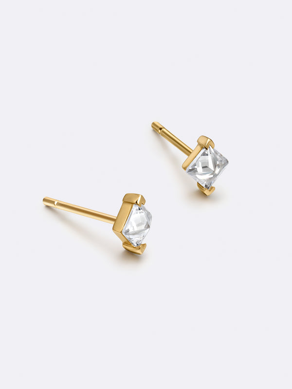 TURN MINI SOLITAIRE EARRINGS YELLOW GOLD - Vista 2