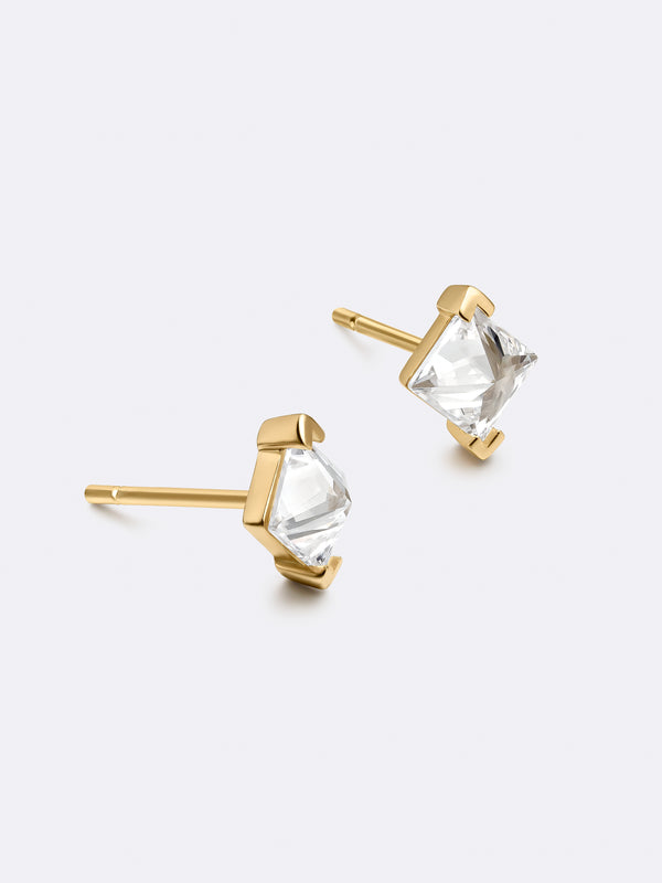 TURN SOLITAIRE EARRINGS YELLOW GOLD - Vista 2