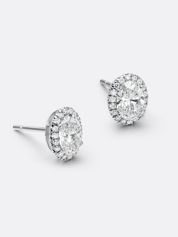 HALO OVAL EARRINGS - White Gold Vista 2