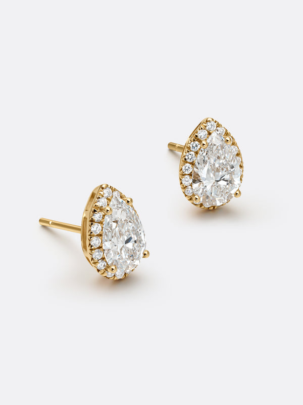 HALO PEAR EARRINGS - Yellow Gold Vista 2