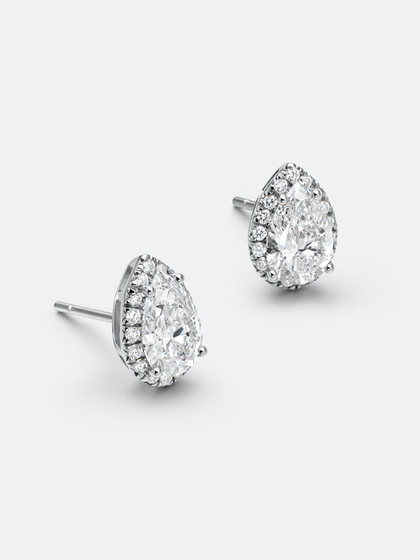 HALO PEAR EARRINGS - White Gold Vista 2