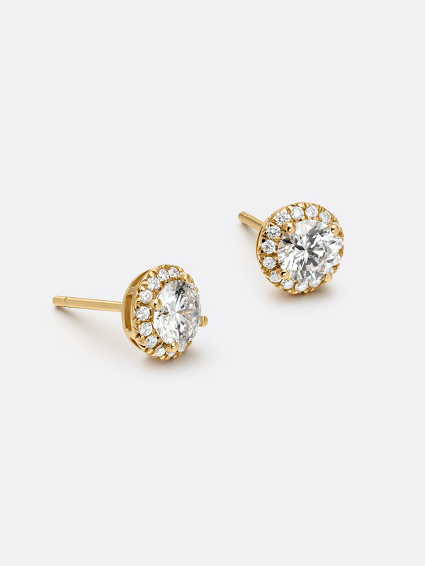 HALO ROUND EARRINGS - Yellow Gold Vista 2