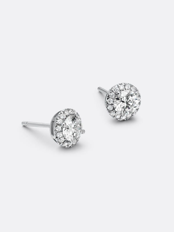HALO ROUND EARRINGS - White Gold Vista 2