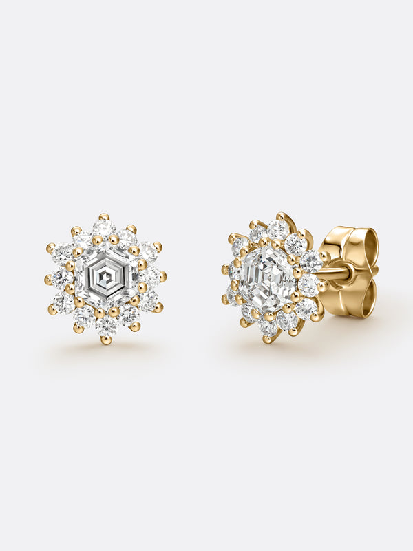 RARE HEXAGON EARRINGS - Yellow Gold Vista 2