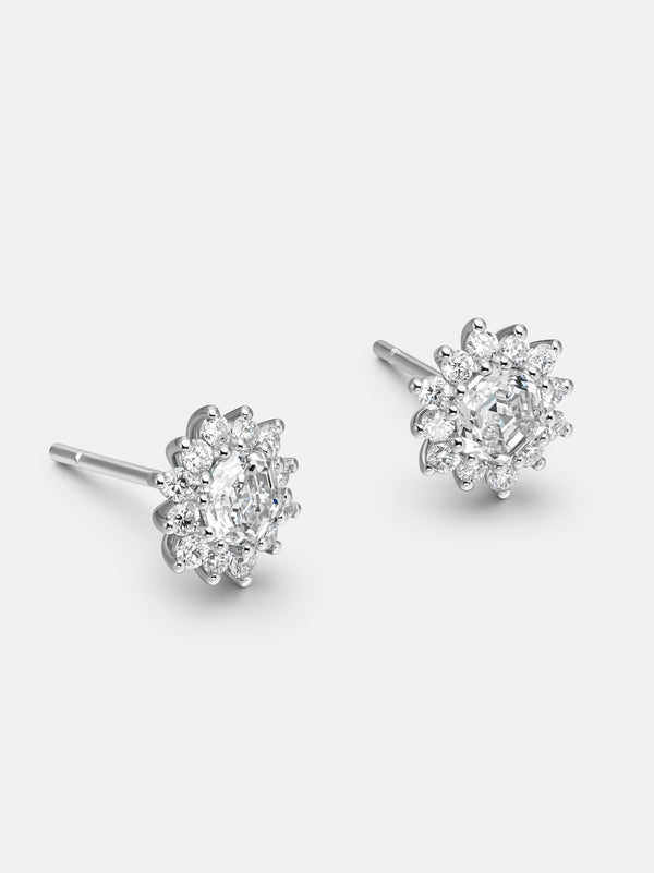 RARE HEXAGON EARRINGS - White Gold