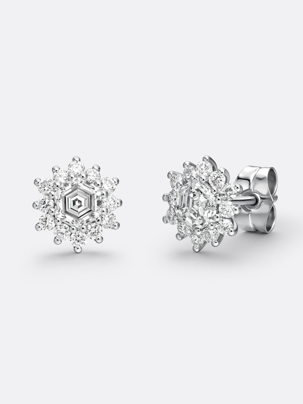 RARE HEXAGON EARRINGS - White Gold Vista 2
