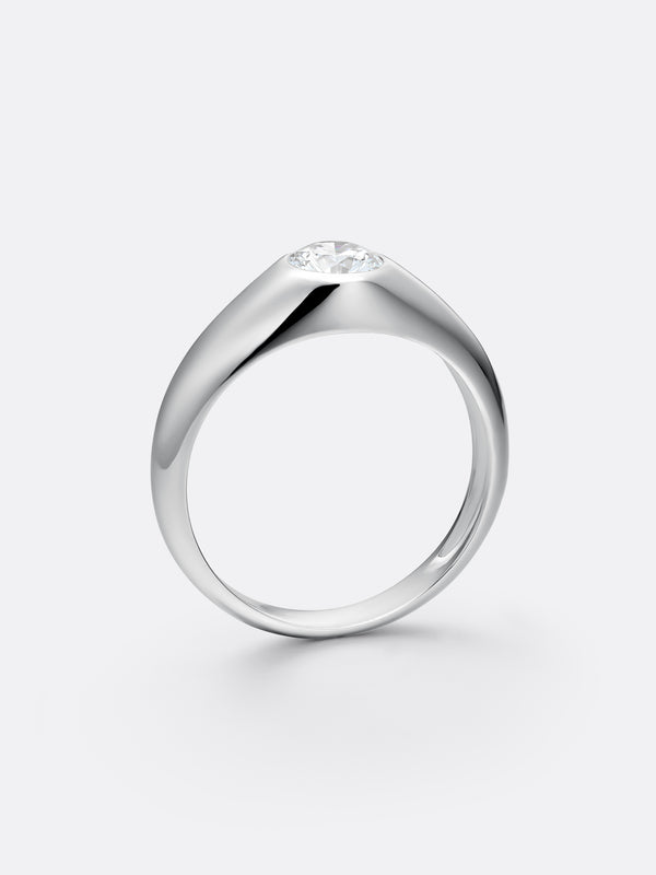 ROUND SIGNET RING - White Gold Vista 2